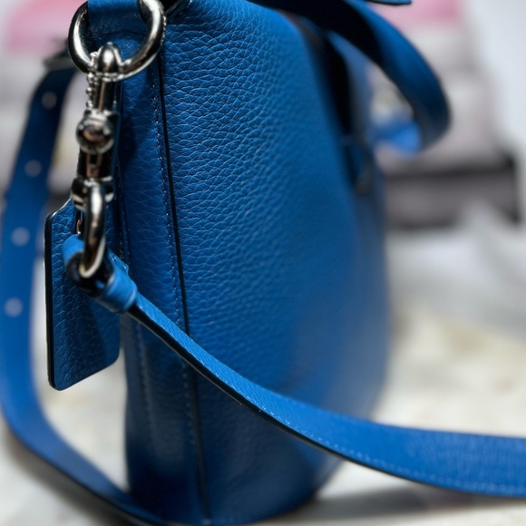 Coach New with card care Addie Crossbody Refined pebble leather Vivid Bl… - Picture 11 of 16